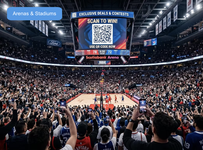 DMA Engage QR activation at an NBA arena, Scotiabank Arena