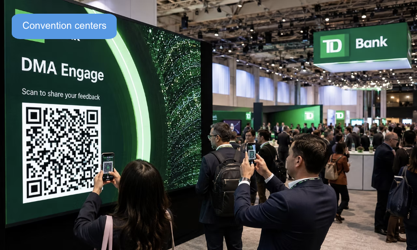 DMA Engage QR activation at a TD Bank convention center booth